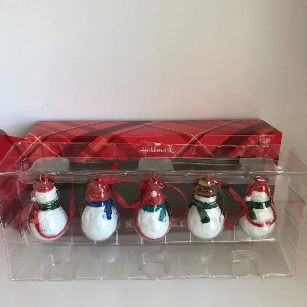 Hallmark Christmas Ornament Let‎ It Snowman Minature Set 5 Lot Christmas